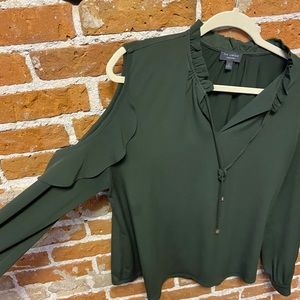 The Limited Collection green long sleeve cut out arm top
